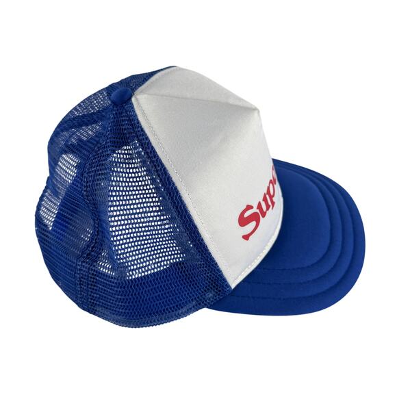SuperDry Trucker Hat Mesh Snapback OSFM Royal Blue White Red Logo Y2K Style - Picture 5 of 9